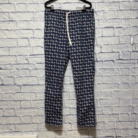 Vineyard Vines Logo Men Deep Bay Blue Whale Xmas Tree Print Lounge Pants M - Picture 2 of 13